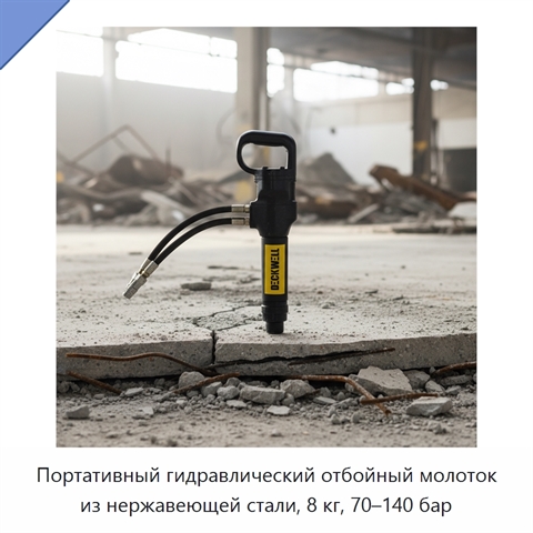 Портативный гидравлический отбойный молоток из нержавеющей стали, 8 кг, 70–140 бар