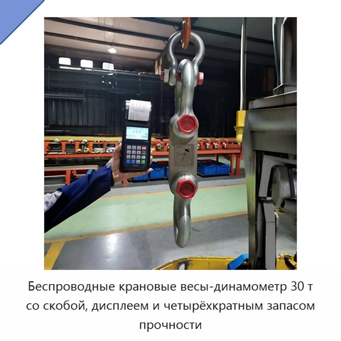 Беспроводные крановые весы-динамометр 30 т со скобой, дисплеем и четырёхкратным запасом прочности