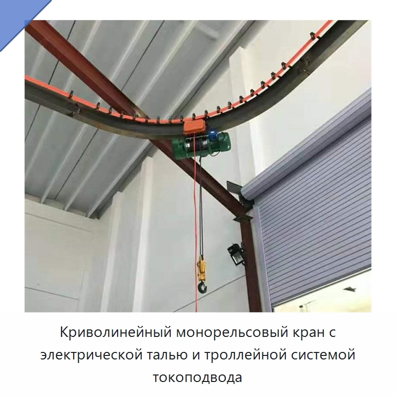 Криволинейный монорельсовый кран с электрической талью и троллейной системой токоподвода — Специальные краны
