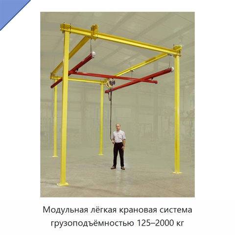 Модульная лёгкая крановая система грузоподъёмностью 125–2000 кг