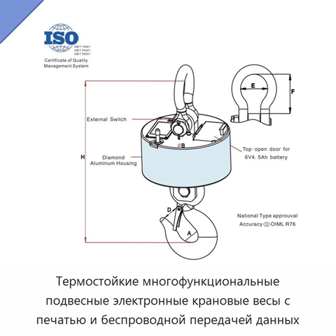 Термостойкие многофункциональные подвесные электронные крановые весы с печатью и беспроводной передачей данных