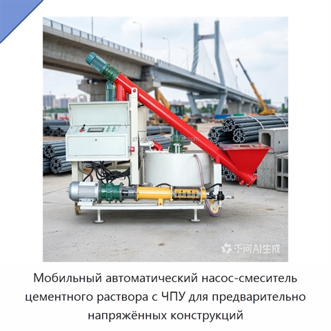 Мобильный автоматический насос-смеситель цементного раствора с ЧПУ для предварительно напряжённых конструкций