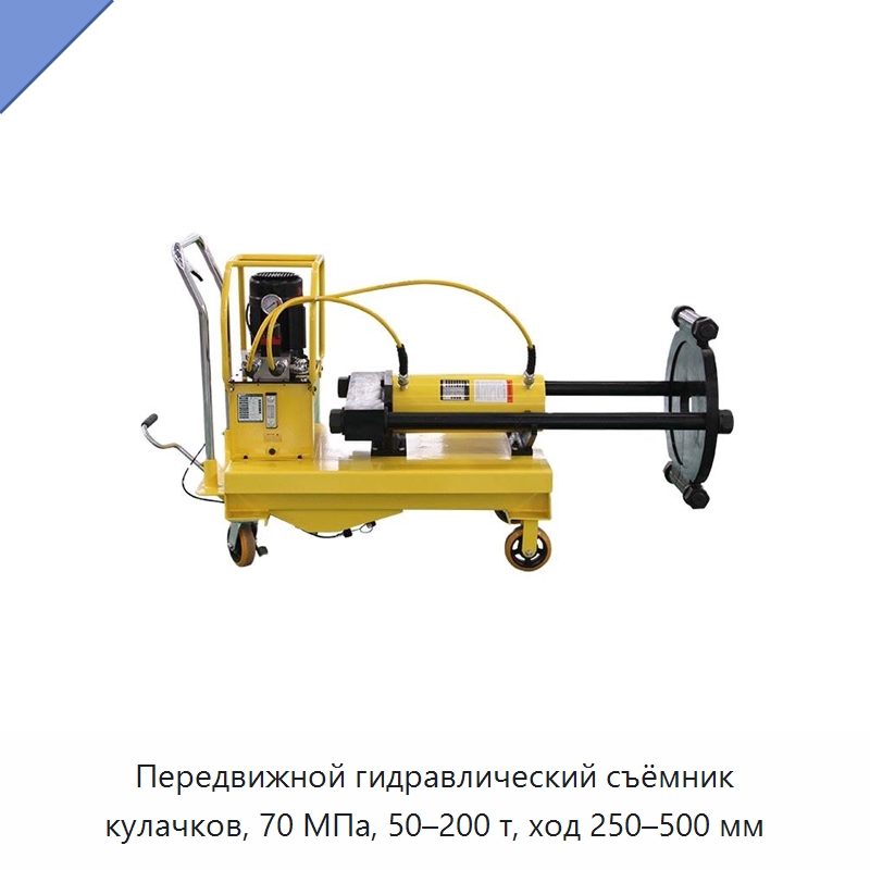 Передвижной гидравлический съёмник кулачков, 70 МПа, 50–200 т, ход 250–500 мм — Специальный гидравлический инструмент