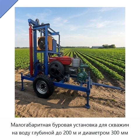 Малогабаритная буровая установка для скважин на воду глубиной до 200 м и диаметром 300 мм
