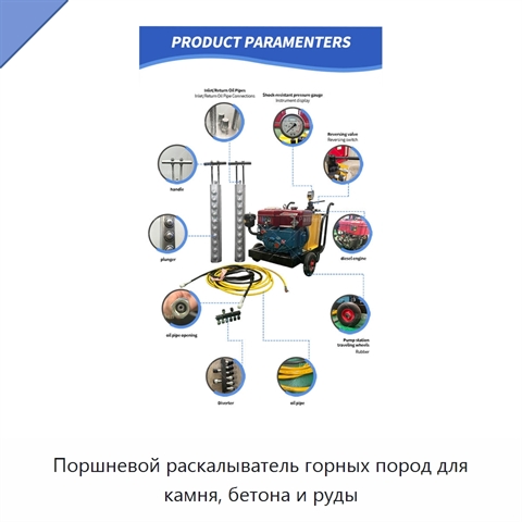 Поршневой раскалыватель горных пород для камня, бетона и руды