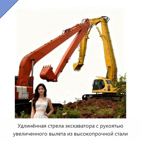 Удлинённая стрела экскаватора с рукоятью увеличенного вылета из высокопрочной стали