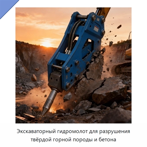 Экскаваторный гидромолот для разрушения твёрдой горной породы и бетона