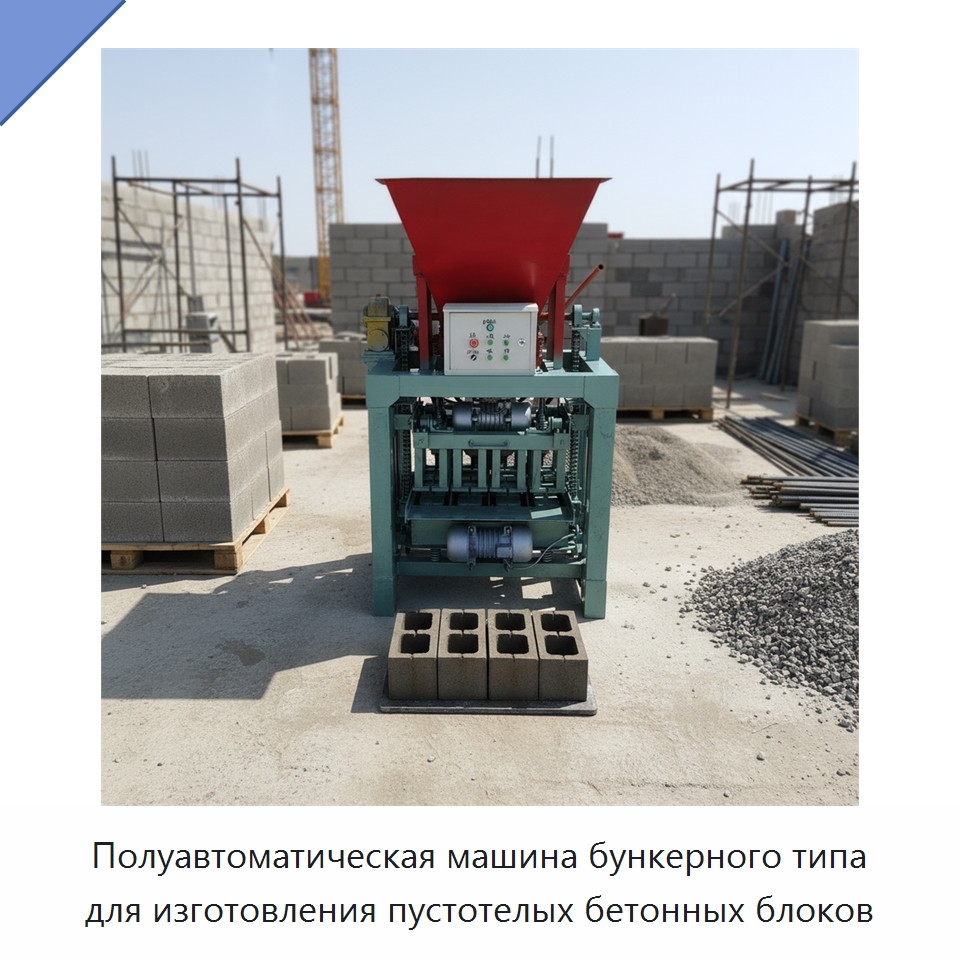 Полуавтоматическая машина бункерного типа для изготовления пустотелых бетонных блоков — Оборудование для производства кирпича