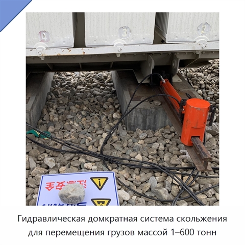 Гидравлическая домкратная система скольжения для перемещения грузов массой 1–600 тонн