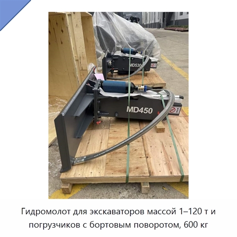Гидромолот для экскаваторов массой 1–120 т и погрузчиков с бортовым поворотом, 600 кг