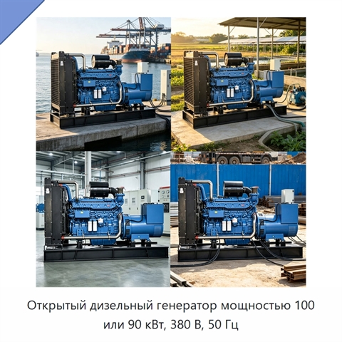 Открытый дизельный генератор мощностью 100 или 90 кВт, 380 В, 50 Гц