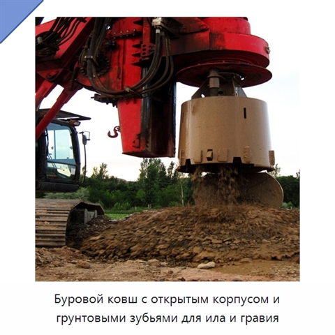 Буровой ковш с открытым корпусом и грунтовыми зубьями для ила и гравия