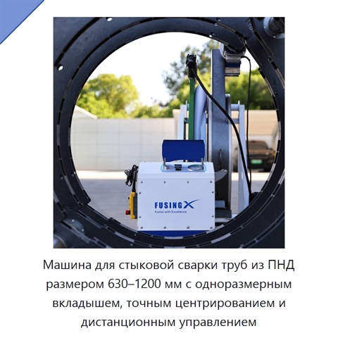 Машина для стыковой сварки труб из ПНД размером 630–1200 мм с одноразмерным вкладышем, точным центрированием и дистанционным управлением