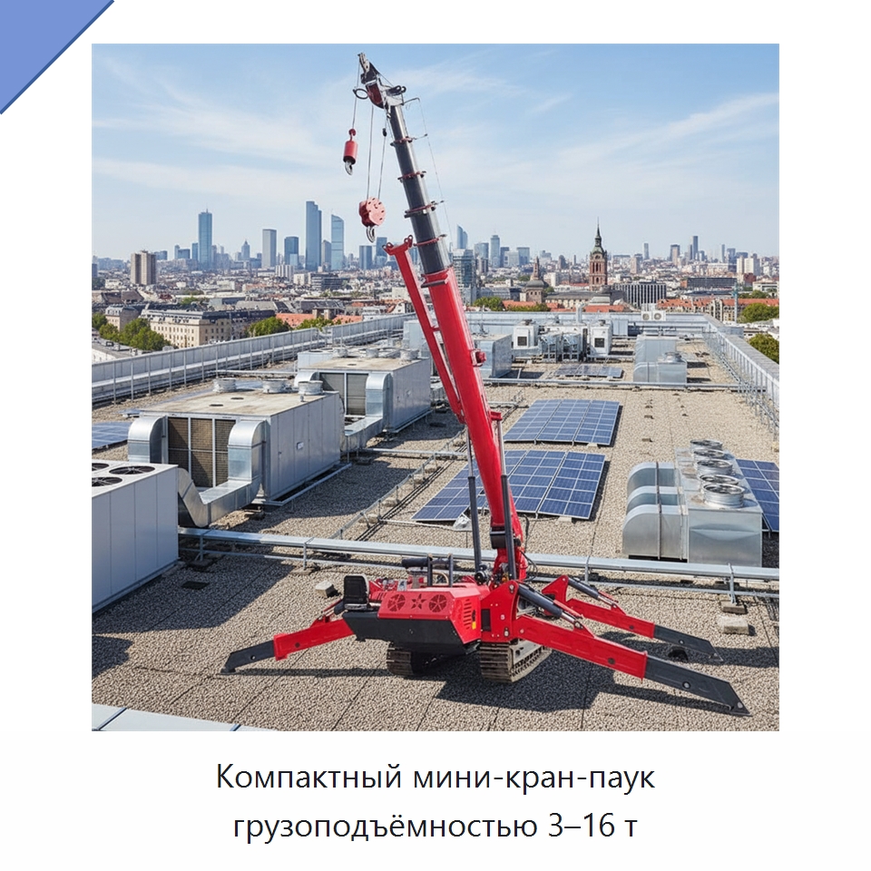 Компактный мини-кран-паук грузоподъёмностью 3–16 т — Краны