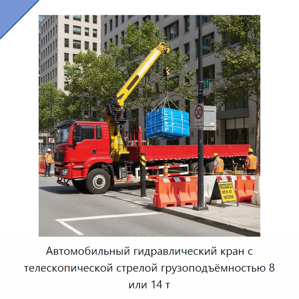 Автомобильный гидравлический кран с телескопической стрелой грузоподъёмностью 8 или 14 т — Краны