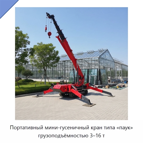 Портативный мини-гусеничный кран типа «паук» грузоподъёмностью 3–16 т