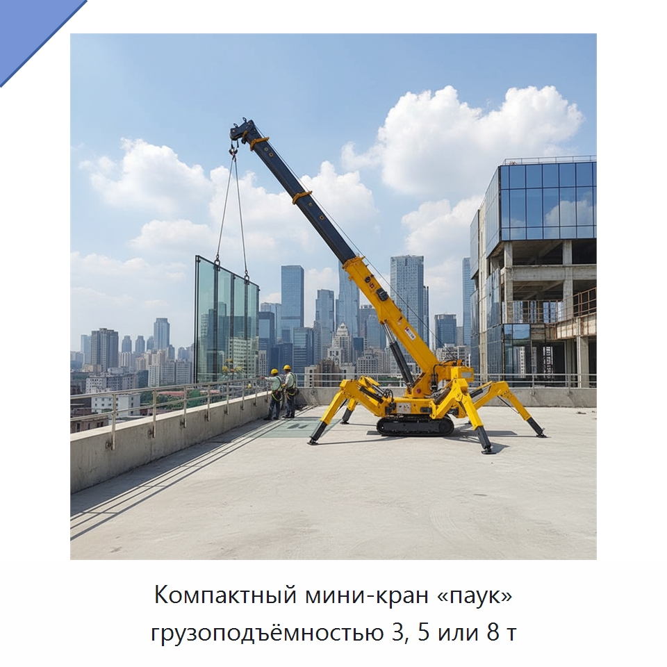 Компактный мини-кран «паук» грузоподъёмностью 3, 5 или 8 т — Краны