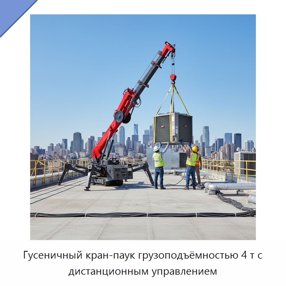 Гусеничный кран-паук грузоподъёмностью 4 т с дистанционным управлением — Краны