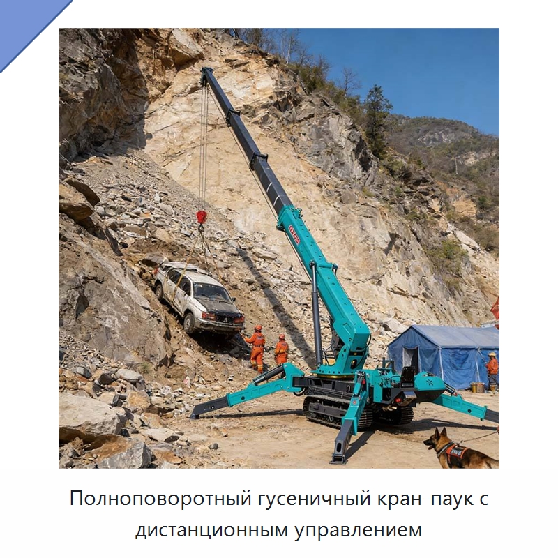 Полноповоротный гусеничный кран-паук с дистанционным управлением — Краны