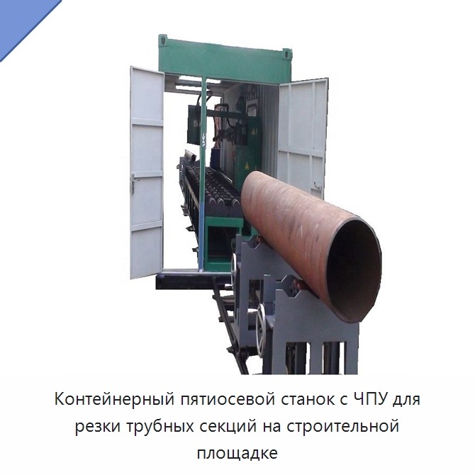 Контейнерный пятиосевой станок с ЧПУ для резки трубных секций на строительной площадке — Аппараты для сварки труб