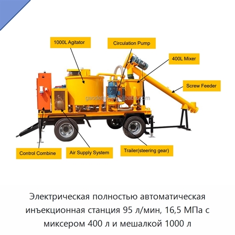 Электрическая полностью автоматическая инъекционная станция 95 л/мин, 16,5 МПа с миксером 400 л и мешалкой 1000 л