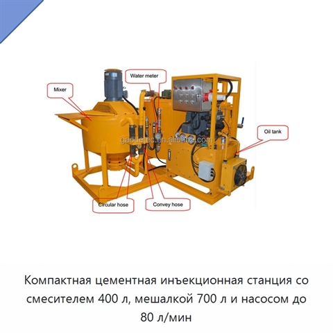 Компактная цементная инъекционная станция со смесителем 400 л, мешалкой 700 л и насосом до 80 л/мин
