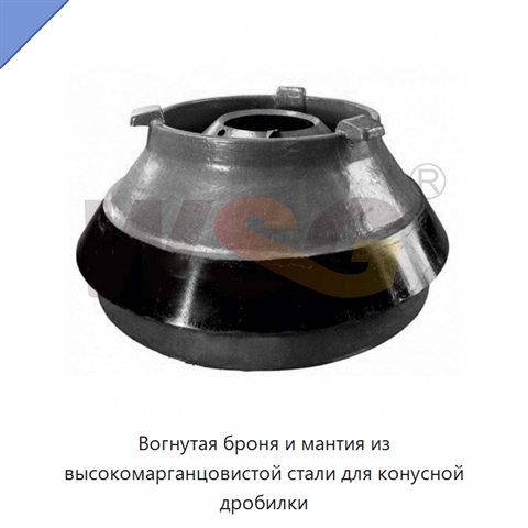 Вогнутая броня и мантия из высокомарганцовистой стали для конусной дробилки