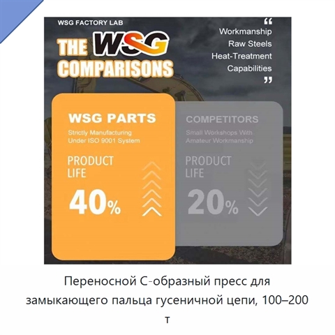 Переносной C-образный пресс для замыкающего пальца гусеничной цепи, 100–200 т