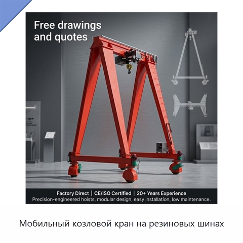 Мобильный козловой кран на резиновых шинах