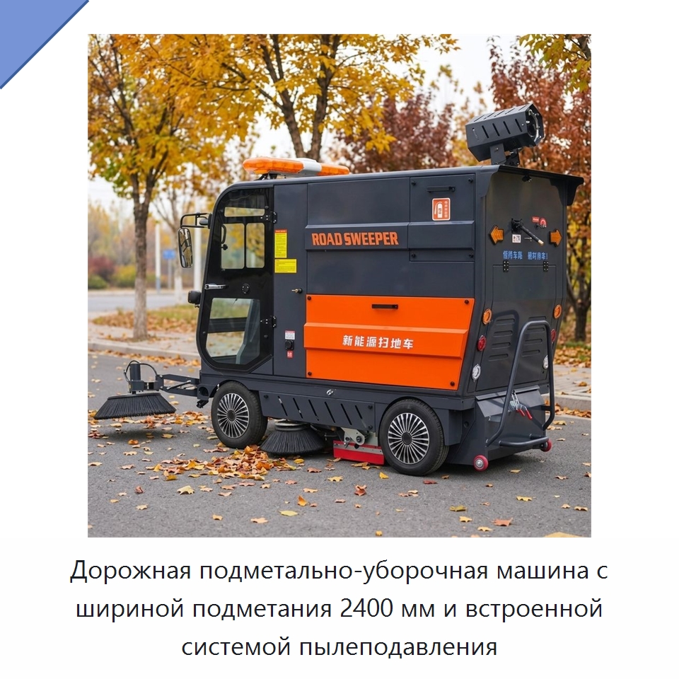 Дорожная подметально-уборочная машина с шириной подметания 2400 мм и встроенной системой пылеподавления — Подметальные машины