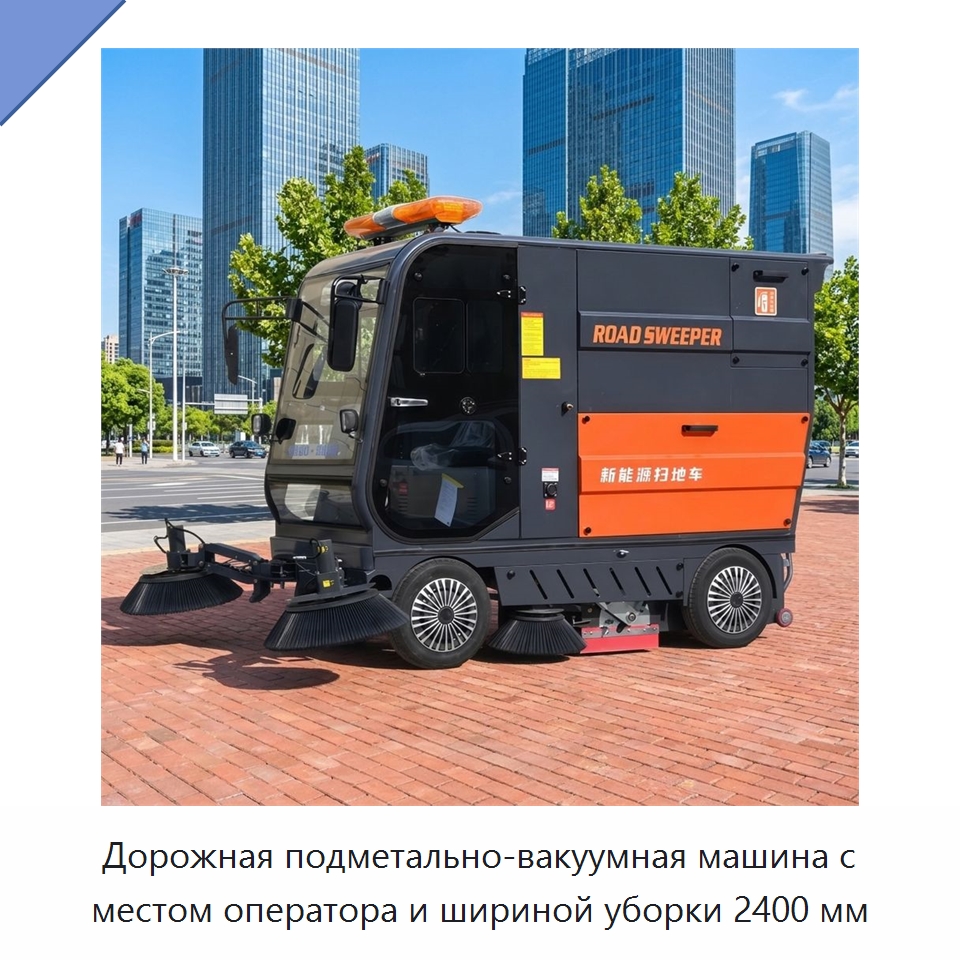Дорожная подметально-вакуумная машина с местом оператора и шириной уборки 2400 мм — Подметальные машины
