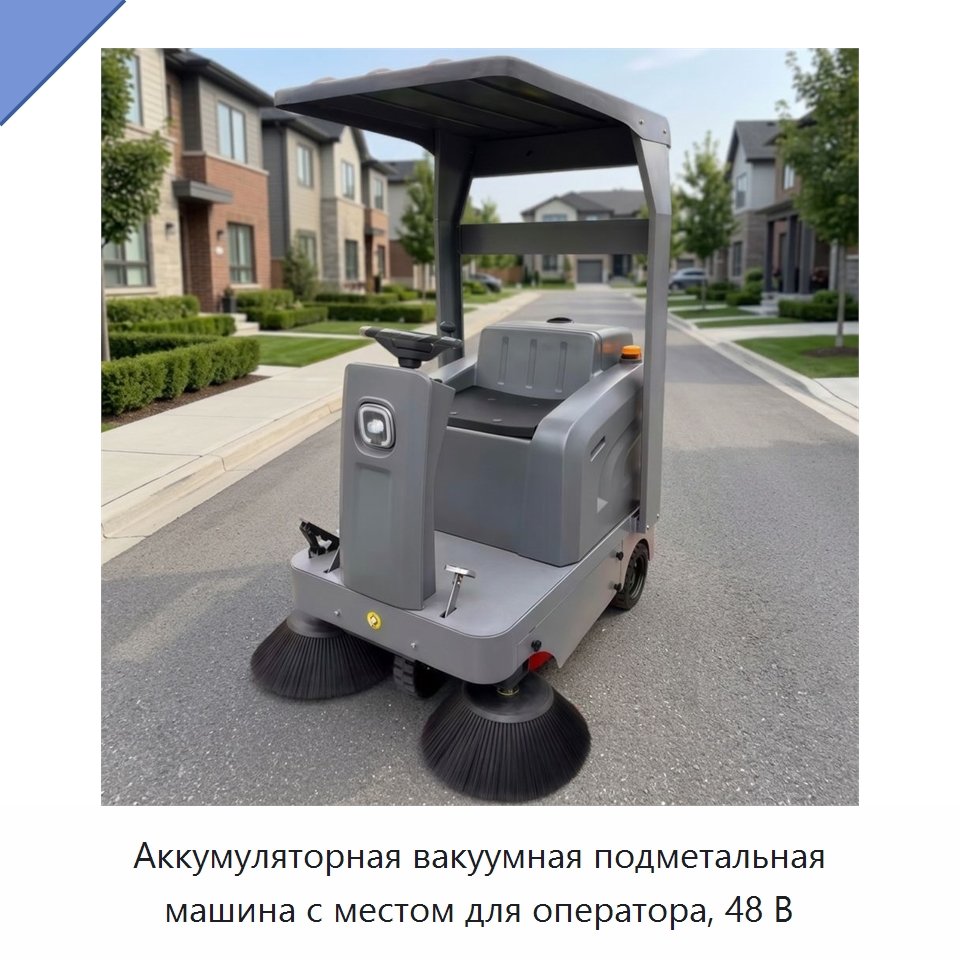 Аккумуляторная вакуумная подметальная машина с местом для оператора, 48 В — Подметальные машины