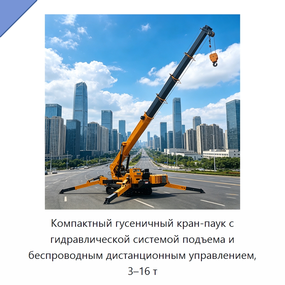 Компактный гусеничный кран-паук с гидравлической системой подъема и беспроводным дистанционным управлением, 3–16 т — Краны