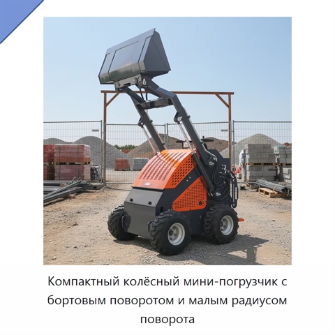 Компактный колёсный мини-погрузчик с бортовым поворотом и малым радиусом поворота