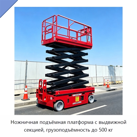 Ножничная подъёмная платформа с выдвижной секцией, грузоподъёмность до 500 кг