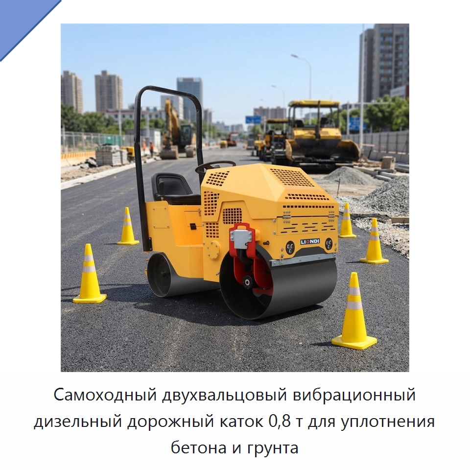 Самоходный двухвальцовый вибрационный дизельный дорожный каток 0,8 т для уплотнения бетона и грунта — Дорожная техника