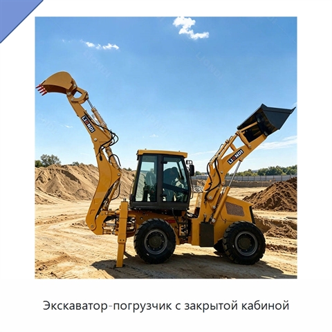 Экскаватор-погрузчик с закрытой кабиной