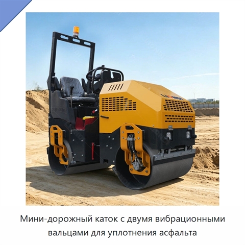 Мини-дорожный каток с двумя вибрационными вальцами для уплотнения асфальта