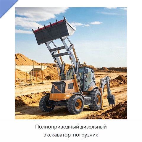 Полноприводный дизельный экскаватор-погрузчик