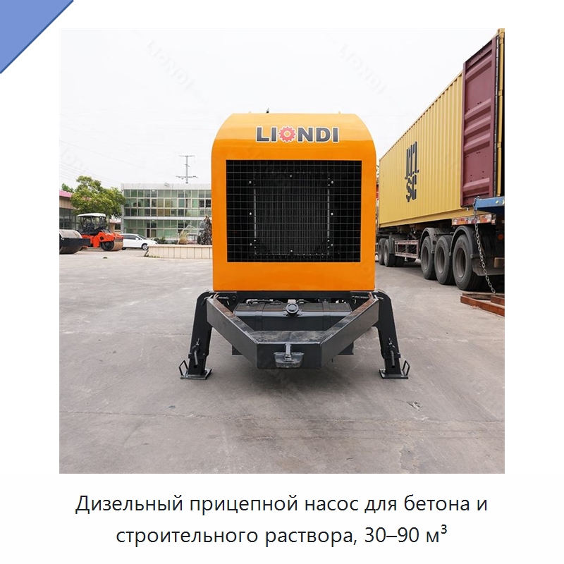 Дизельный прицепной насос для бетона и строительного раствора, 30–90 м³ — Специальная строительная техника