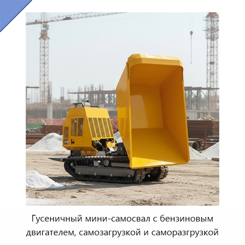 Гусеничный мини-самосвал с бензиновым двигателем, самозагрузкой и саморазгрузкой