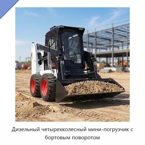 Дизельный четырехколесный мини-погрузчик с бортовым поворотом
