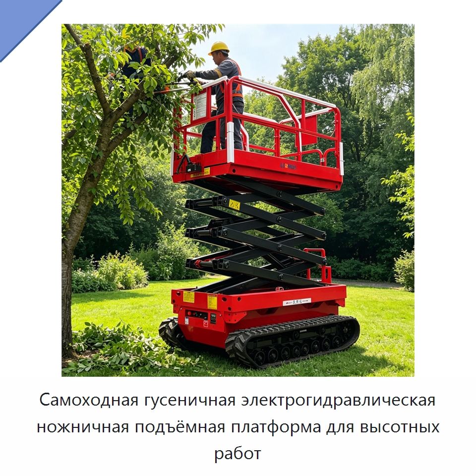 Самоходная гусеничная электрогидравлическая ножничная подъёмная платформа для высотных работ — Строительные подъёмники