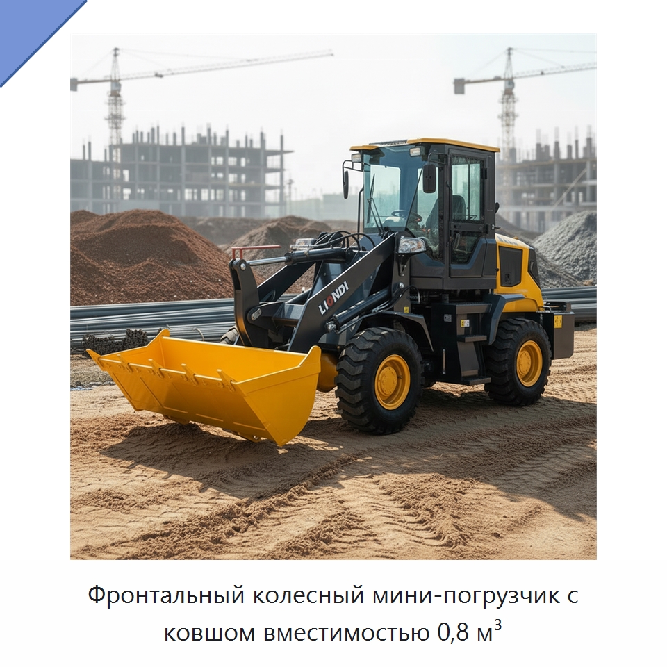Фронтальный колесный мини-погрузчик с ковшом вместимостью 0,8 м³ — Землеройная техника