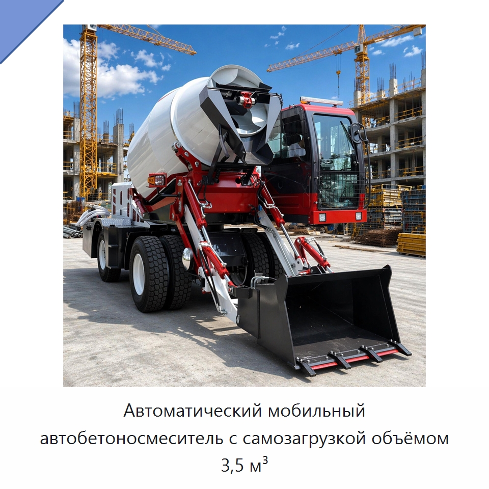 Автоматический мобильный автобетоносмеситель с самозагрузкой объёмом 3,5 м³ — Оборудование для работы с бетоном