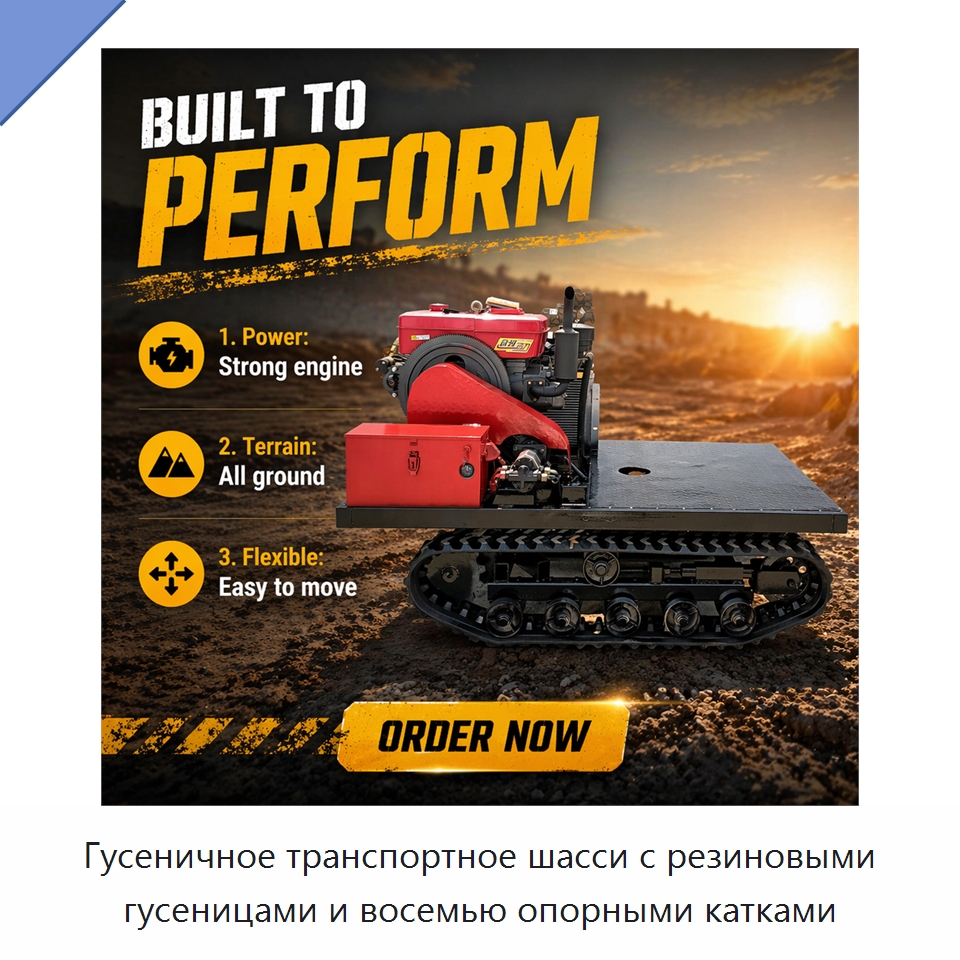 Гусеничное транспортное шасси с резиновыми гусеницами и восемью опорными катками — Горнодобывающее оборудование