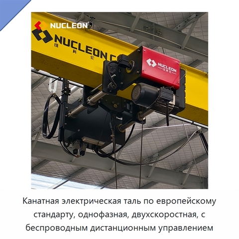 Канатная электрическая таль по европейскому стандарту, однофазная, двухскоростная, с беспроводным дистанционным управлением