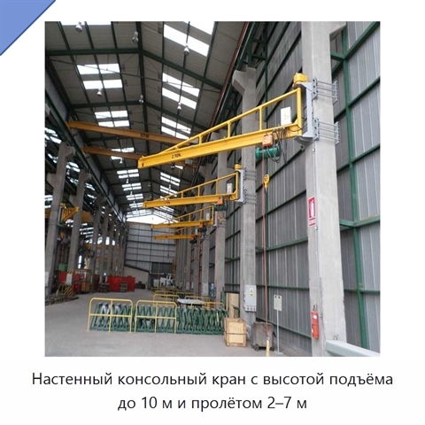 Настенный консольный кран с высотой подъёма до 10 м и пролётом 2–7 м
