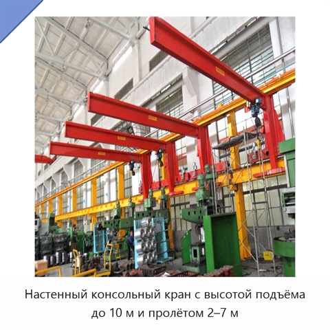 Настенный консольный кран с высотой подъёма до 10 м и пролётом 2–7 м