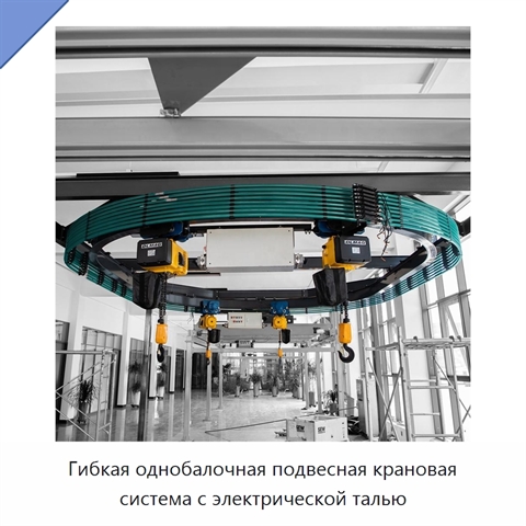 Гибкая однобалочная подвесная крановая система с электрической талью